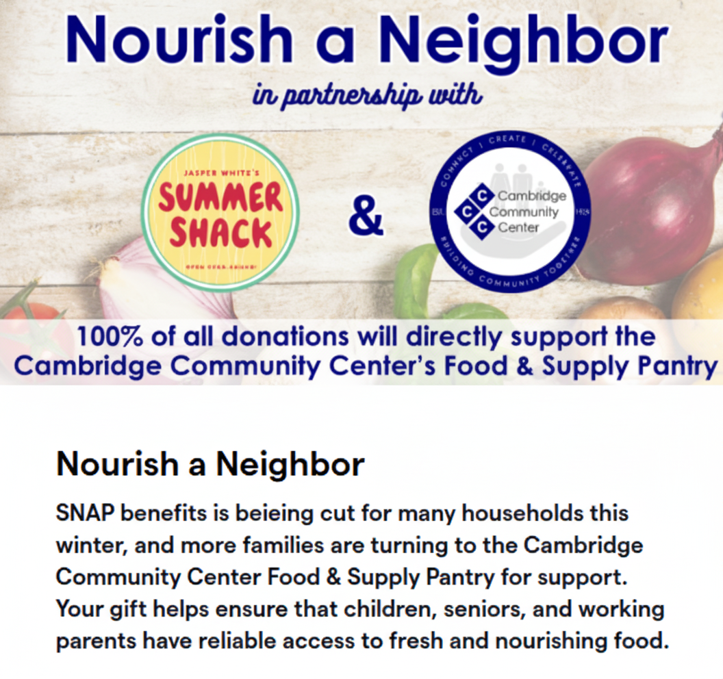 Nourish a Neighbor at Summer Shack Cambridge: Food is Love in Action