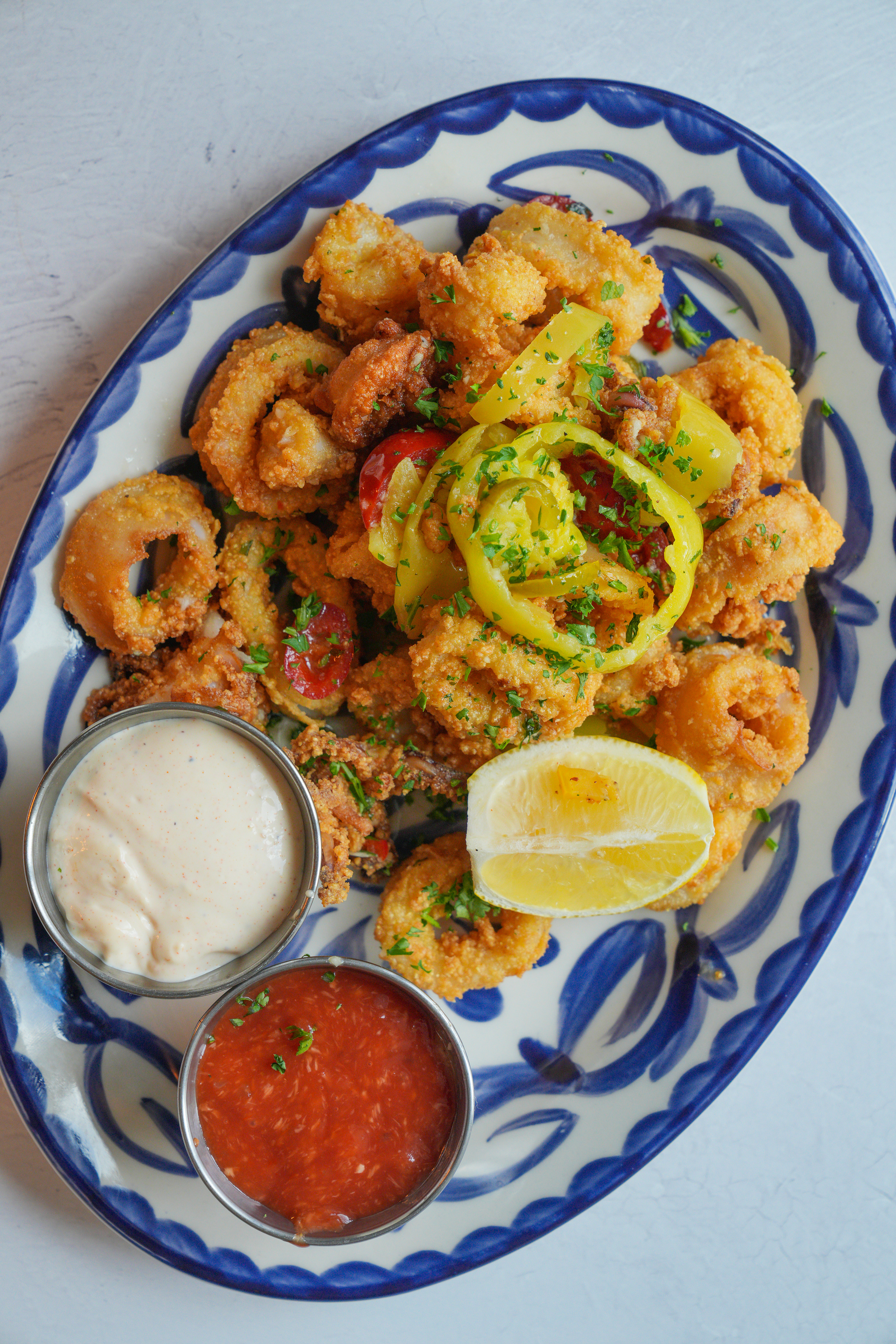 Saltwater dining room with warm lighting