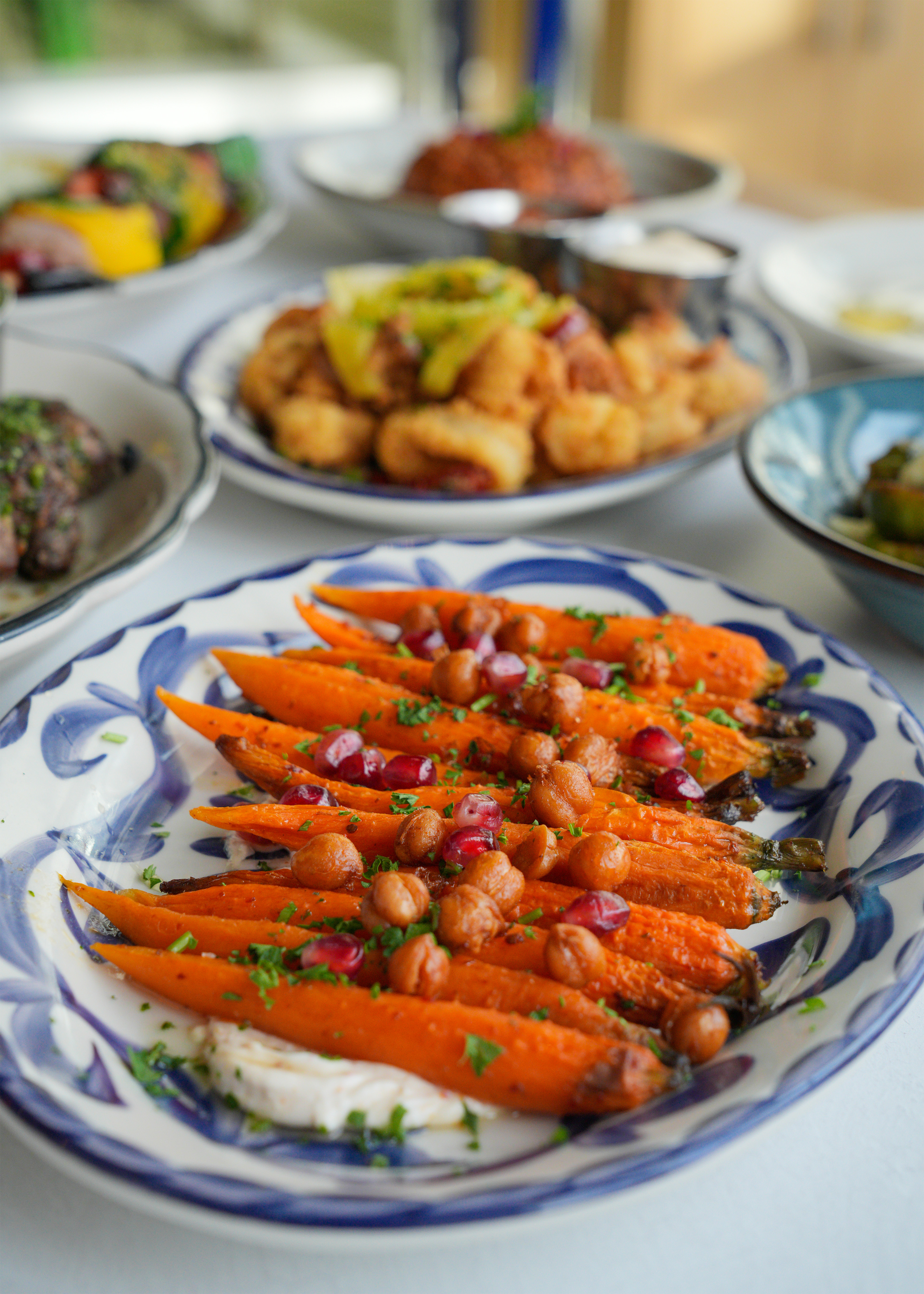 Saltwater dining room with warm lighting